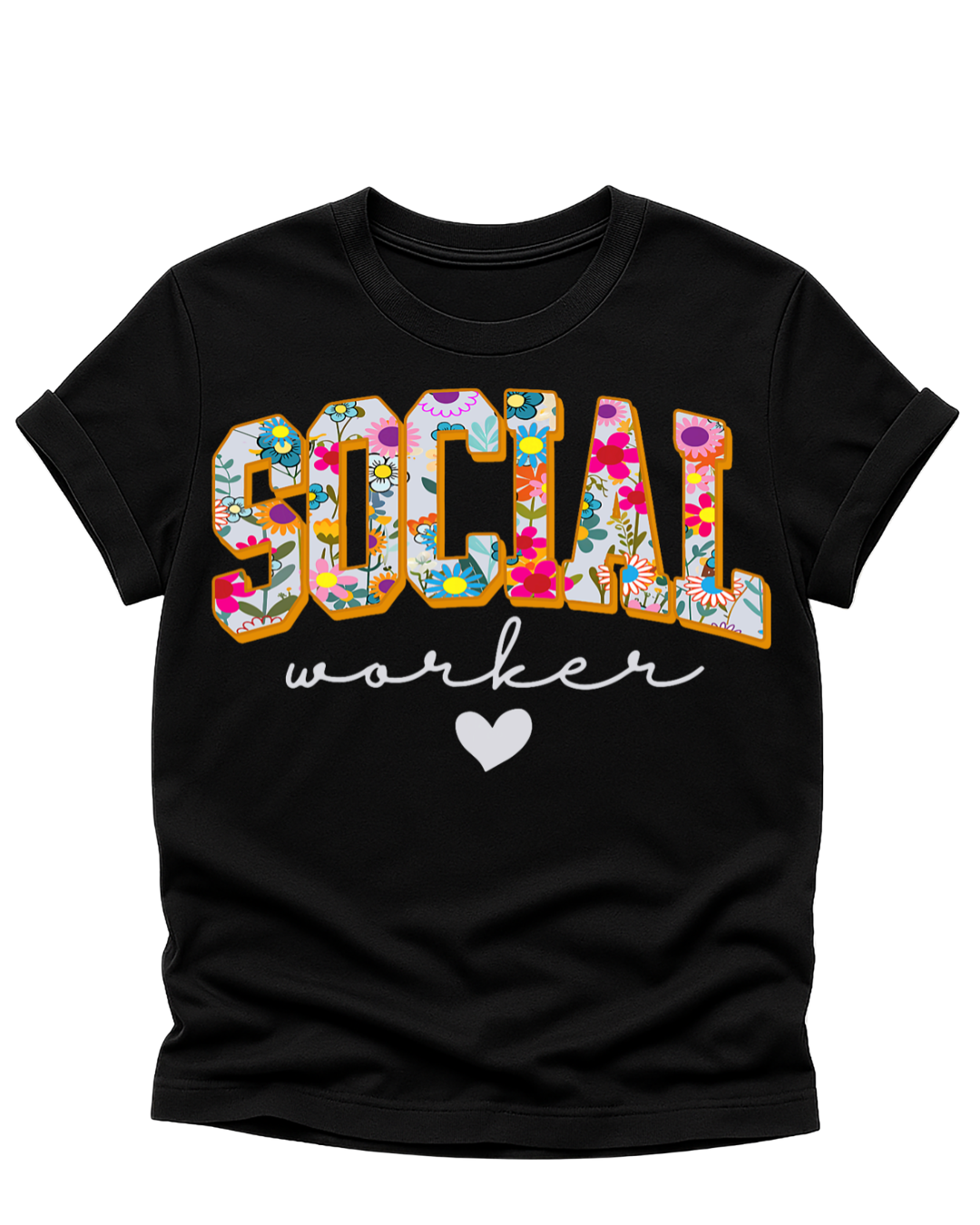 Social Worker Floral Statement Tee – Heart-Led & Purpose-Driven