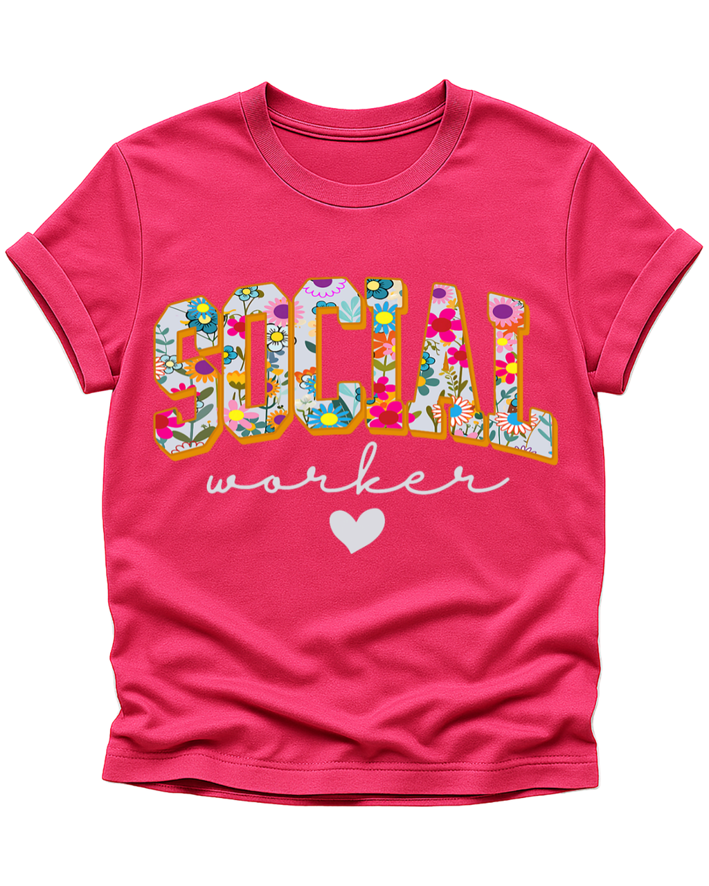 Social Worker Floral Statement Tee – Heart-Led & Purpose-Driven