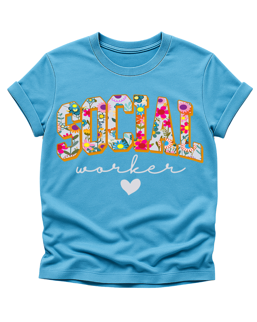 Social Worker Floral Statement Tee – Heart-Led & Purpose-Driven