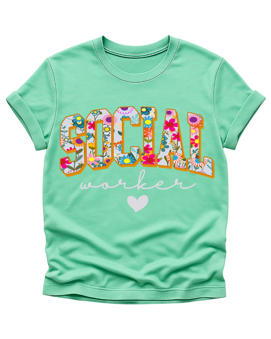 Social Worker Floral Statement Tee – Heart-Led & Purpose-Driven