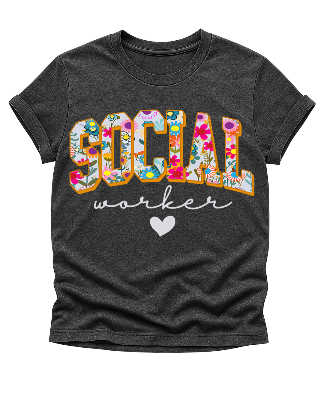 Social Worker Floral Statement Tee – Heart-Led & Purpose-Driven