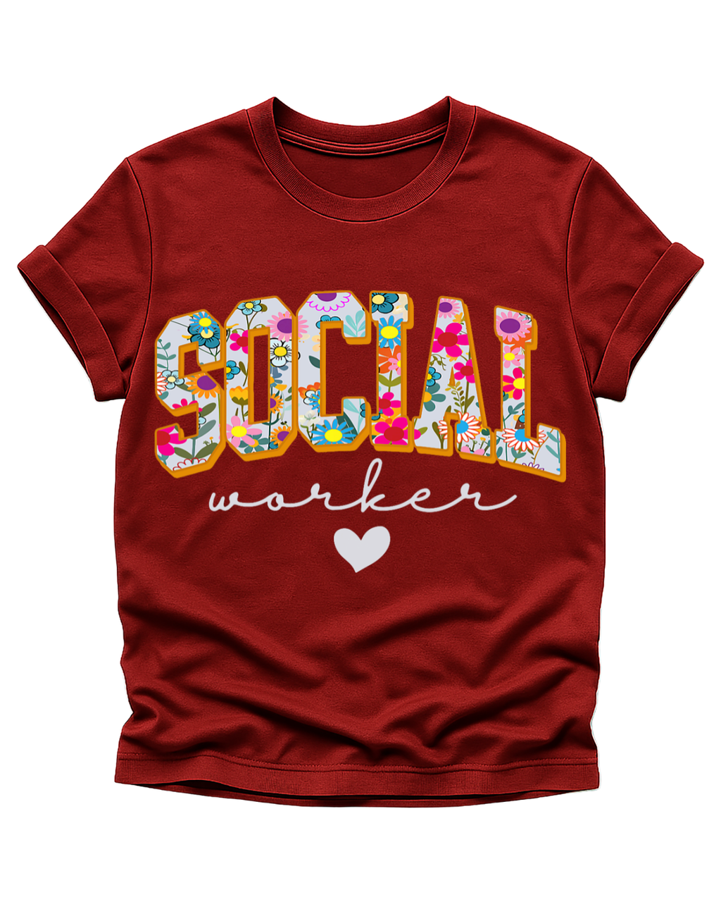 Social Worker Floral Statement Tee – Heart-Led & Purpose-Driven